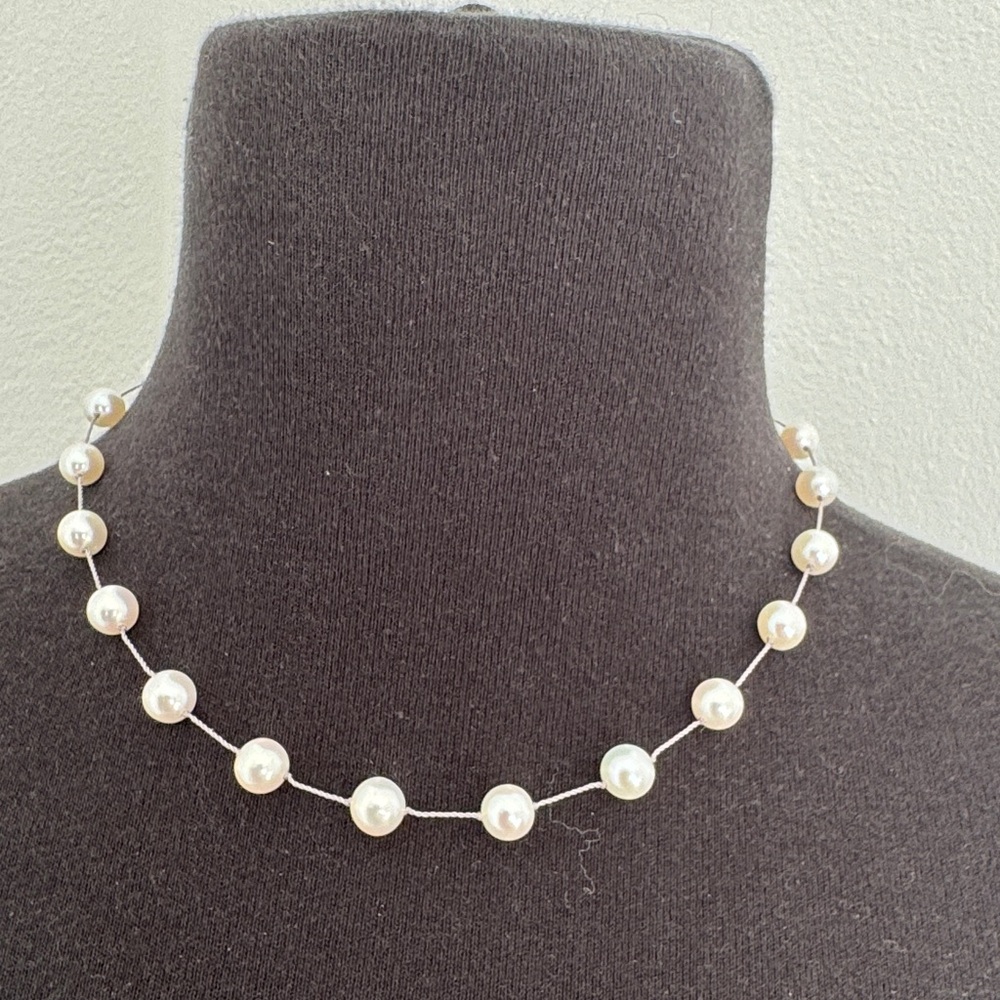 Tin cup pearl necklace 18”